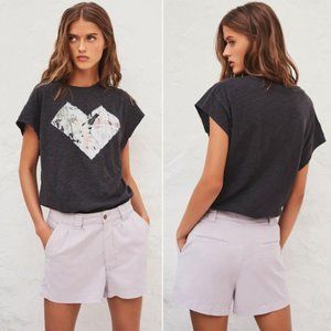 Ba&Sh Prisme Flared High Waist SHORTS Size L Mauve Lyocell Cotton NEW $185